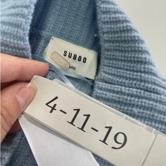 Suboo Sweater Womens Large Blue Isla Oversized Knit Turtleneck Cozy - Picture 7 of 12
